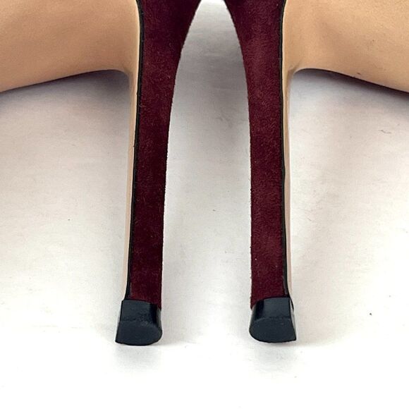 Gianvito Rossi Suede Peep Toe Stiletto Pumps in Red Size 40/9.5 - Picture 9 of 12